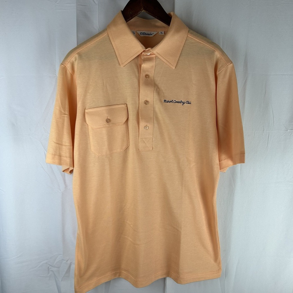 VTG Entonic Golf‎ Polo Mens Large Orange Peach Minot Country Club 70s 80s